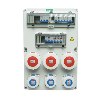 Pannello gruppo prese per organizzazione cantiere 3x415V/32A, 3x250V/16A, 10 moduli, 540x360x180mm IP67 SUNTREE