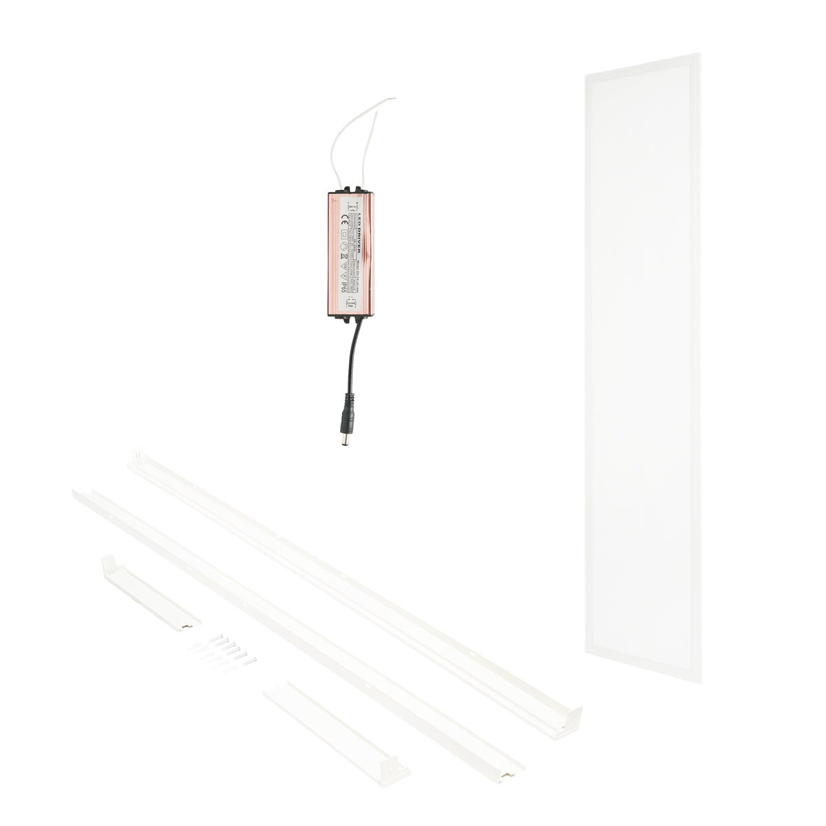 Pannello LED Slim 40W, 220V, IP20, 6500K, 1200x300mm con cornice di montaggio applicata - immagine 2
