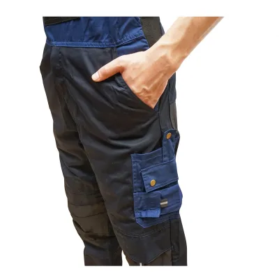 Pantaloni da lavoro con pettorina, tuta in poliestere e cotone, blu navy, taglia L Breckner Germany - immagine 6