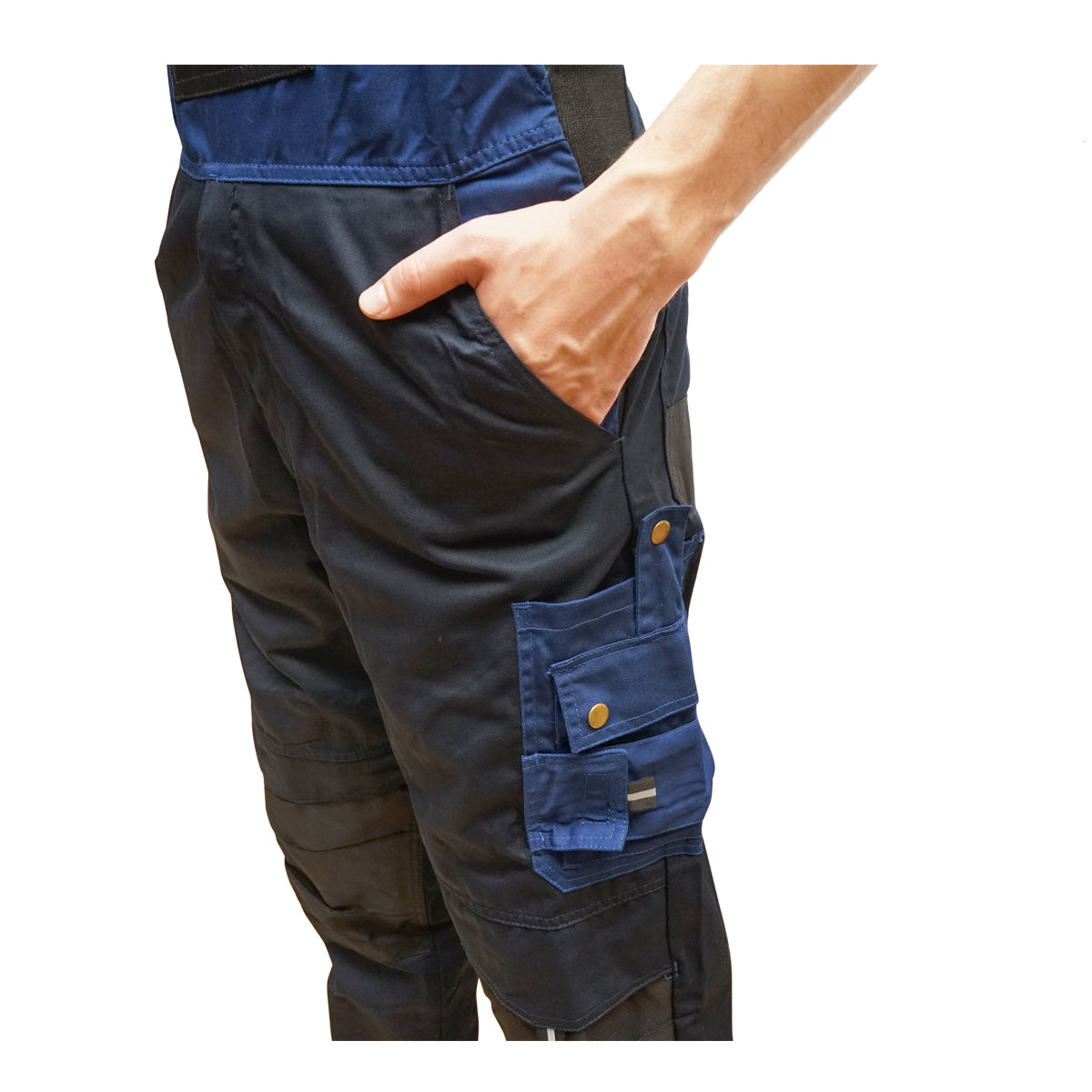 Pantaloni da lavoro con pettorina, tuta in poliestere e cotone, blu navy, taglia S Breckner Germany - immagine 6