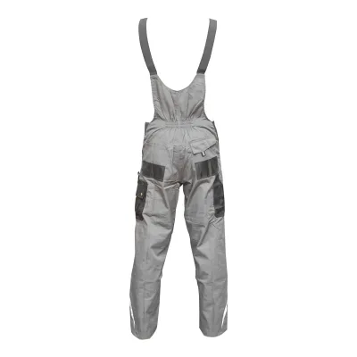 Pantaloni da lavoro con pettorina, tuta in poliestere e cotone, grigi e neri, taglia L Breckner Germany - immagine 4