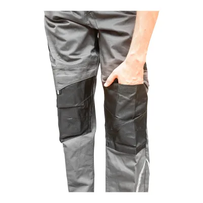 Pantaloni da lavoro con pettorina, tuta in poliestere e cotone, grigi e neri, taglia L Breckner Germany - immagine 6