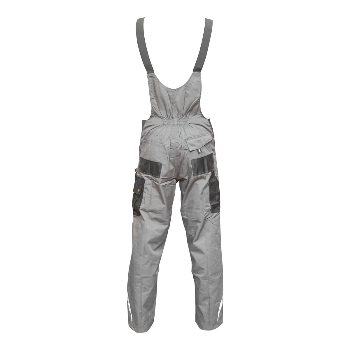 Pantaloni da lavoro con pettorina, tuta in poliestere e cotone, grigi e neri, taglia M Breckner Germany. - immagine 4