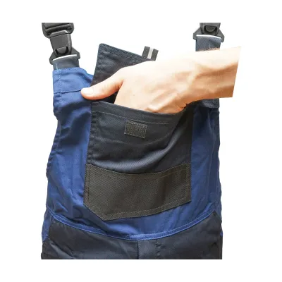 Pantaloni da lavoro con pettorina,tuta in poliestere e cotone, blu navy, taglia M Breckner Germany - immagine 5