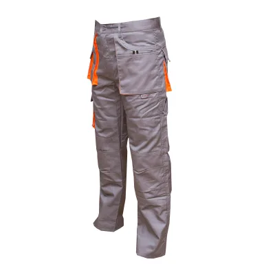 Pantaloni da lavoro in poliestere e cotone 235g/m², grigi con arancione, taglia 48 Breckner Germany. - immagine 2
