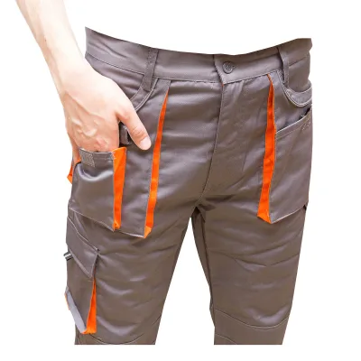 Pantaloni da lavoro in poliestere e cotone 235g/m², grigi con arancione, taglia 48 Breckner Germany. - immagine 5
