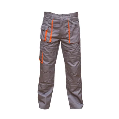 Pantaloni da lavoro in poliestere e cotone 235g/m², grigi con arancione, taglia 50 Breckner Germany