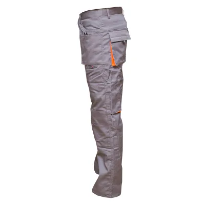 Pantaloni da lavoro in poliestere e cotone 235g/m², grigi con arancione, taglia 50 Breckner Germany - immagine 3