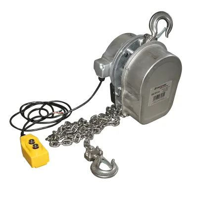 Paranco elettrico in acciaio inox 380V, 500W con catena da 3 m, carico massimo 1000 kg, gancio di sicurezza Breckner Germany