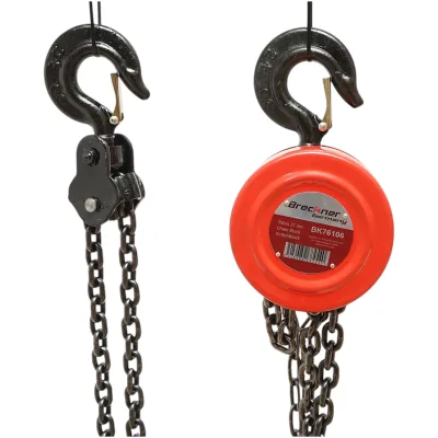 Paranco manuale con catena da 3 m, portata massima 2000 kg, gancio di sicurezza Breckner Germany - immagine 2
