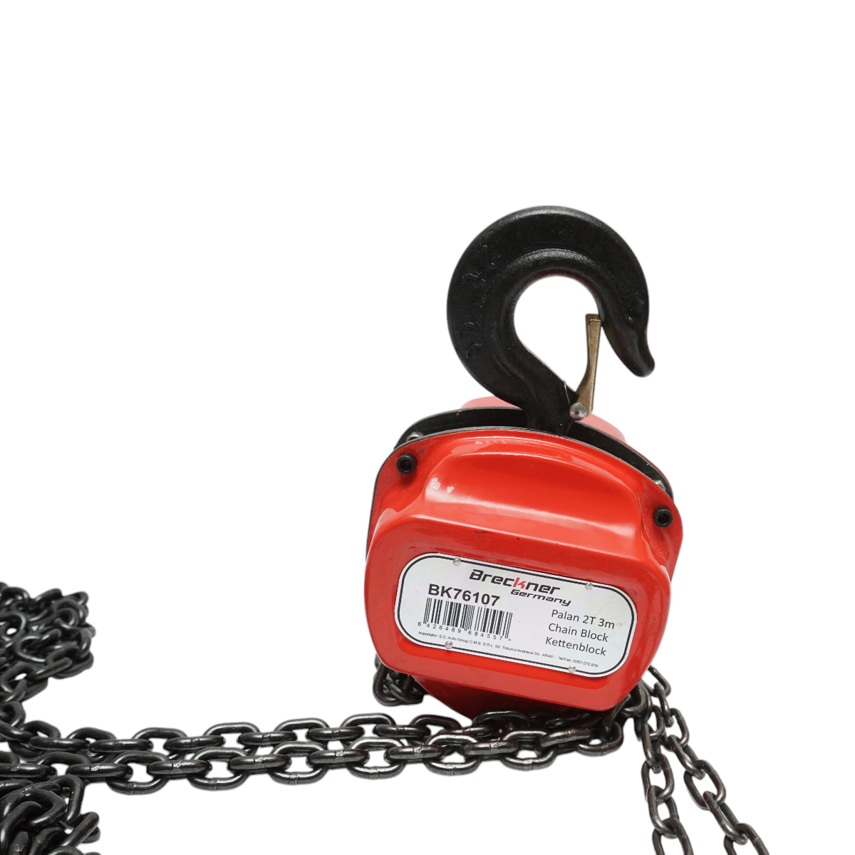 Paranco manuale con catena da 3 m, portata massima 2000 kg, gancio di sicurezza Breckner Germany - immagine 4