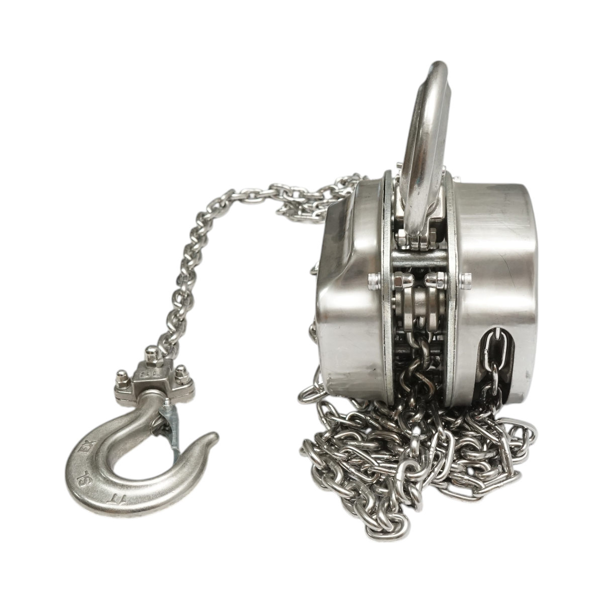 Paranco manuale in acciaio inox con catena da 3 m, portata massima 1000 kg, gancio di sicurezza. Breckner Germany - immagine 5