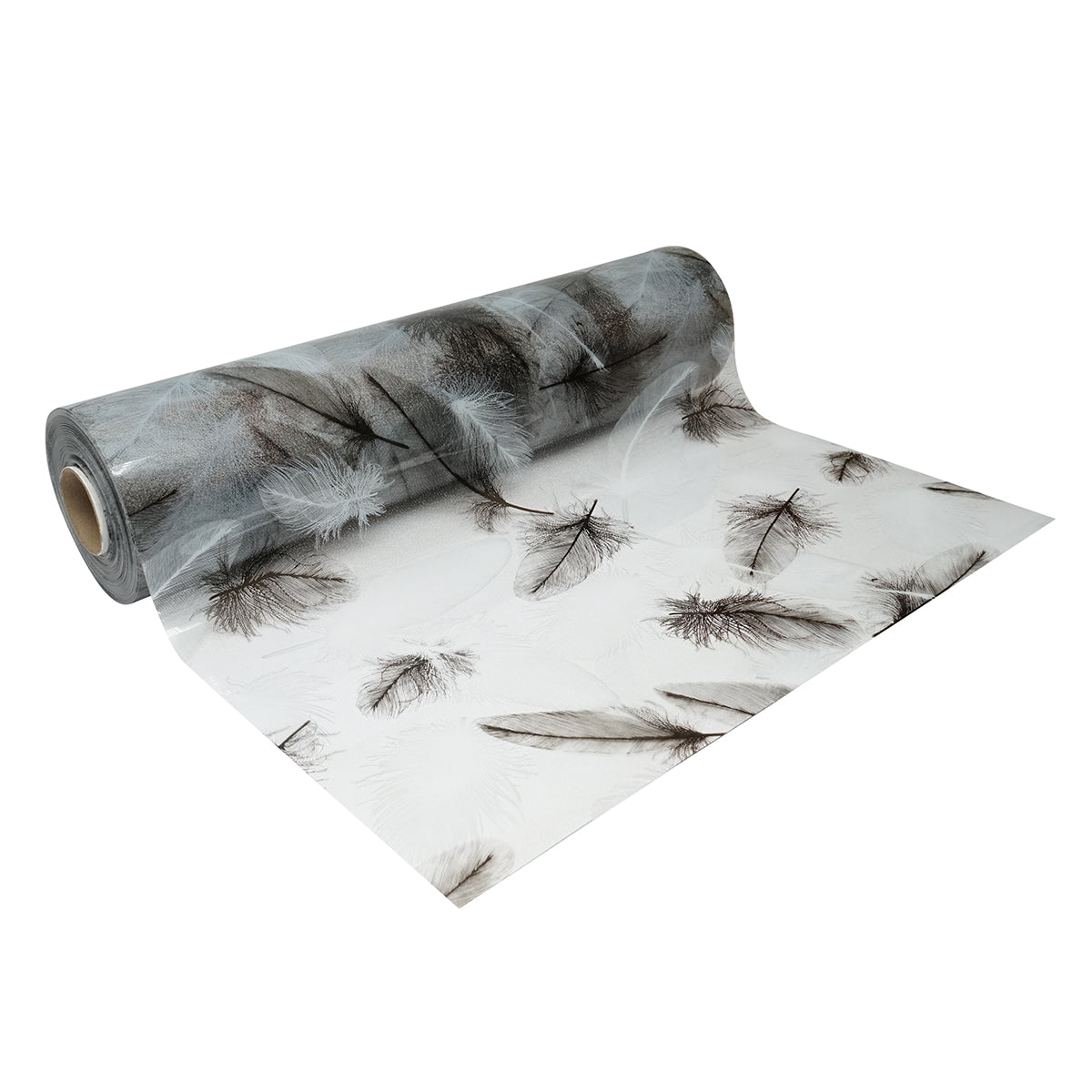 Pellicola protettiva trasparente in PVC siliconico per tavoli, 100 cm, spessore 0,8 mm, motivo a piume, 20 m/rotolo Breckner Germany - immagine 6