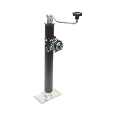 Piedino di supporto regolabile per rimorchio con manovella 50 cm, fissaggio laterale, carico massimo 2268 kg.
