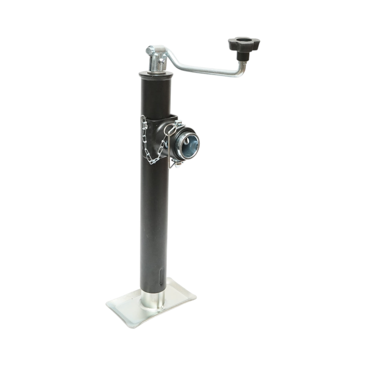 Piedino di supporto regolabile per rimorchio con manovella 50 cm, fissaggio laterale, carico massimo 2268 kg.