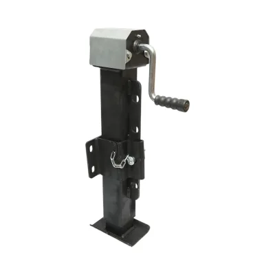 Piedino di supporto regolabile per rimorchio con manovella 65 cm, fissaggio laterale, carico massimo 4000 kg.