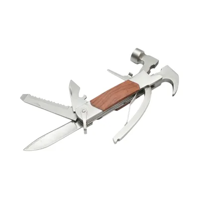 Pinza multifunzione pieghevole 8 in 1 in acciaio inox con manico in legno, 210 mm - immagine 2