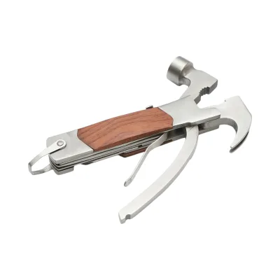 Pinza multifunzione pieghevole 8 in 1 in acciaio inox con manico in legno, 210 mm - immagine 5