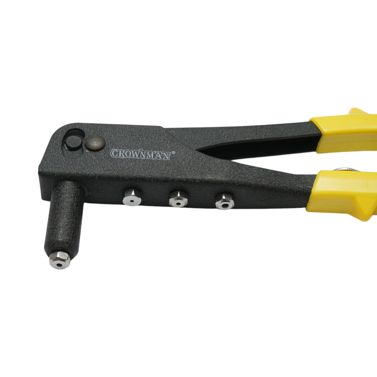 Pinza per rivetti in acciaio, lunghezza 250 mm, con 4 teste intercambiabili (2.4, 3.2, 4.0, 4.8 mm), professionale, Crownman - immagine 3