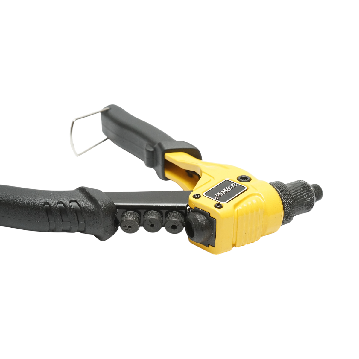 Pinza per rivetti in alluminio, lunghezza 200 mm, con 4 teste intercambiabili (2.4, 3.2, 4.0, 4.8 mm), industriale, Crownman - immagine 3