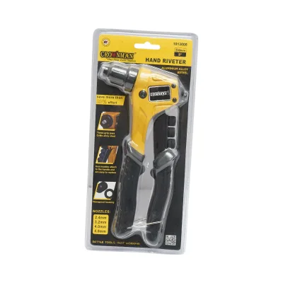 Pinza per rivetti in alluminio, lunghezza 200 mm, con 4 teste intercambiabili (2.4, 3.2, 4.0, 4.8 mm), industriale, Crownman - immagine 5