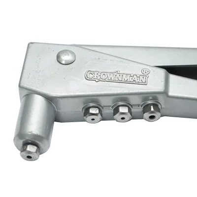Pinza per rivetti in alluminio, lunghezza 260 mm, con 4 teste intercambiabili (2.4, 3.2, 4.0, 4.8 mm), professionale, Crownman - immagine 4