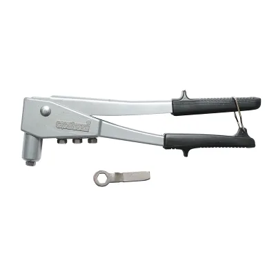 Pinza per rivetti in alluminio, lunghezza 260 mm, con 4 teste intercambiabili (2.4, 3.2, 4.0, 4.8 mm), professionale, Crownman - immagine 2