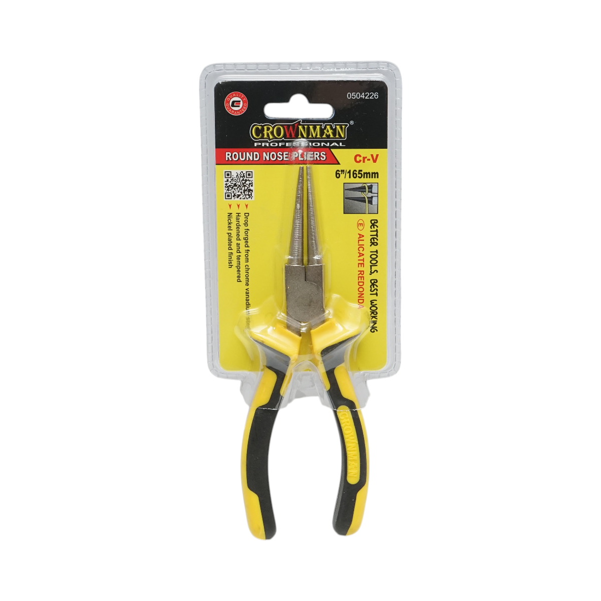 Pinze a becco tondo professionali Crownman da 165 mm in acciaio Cr-V - immagine 3