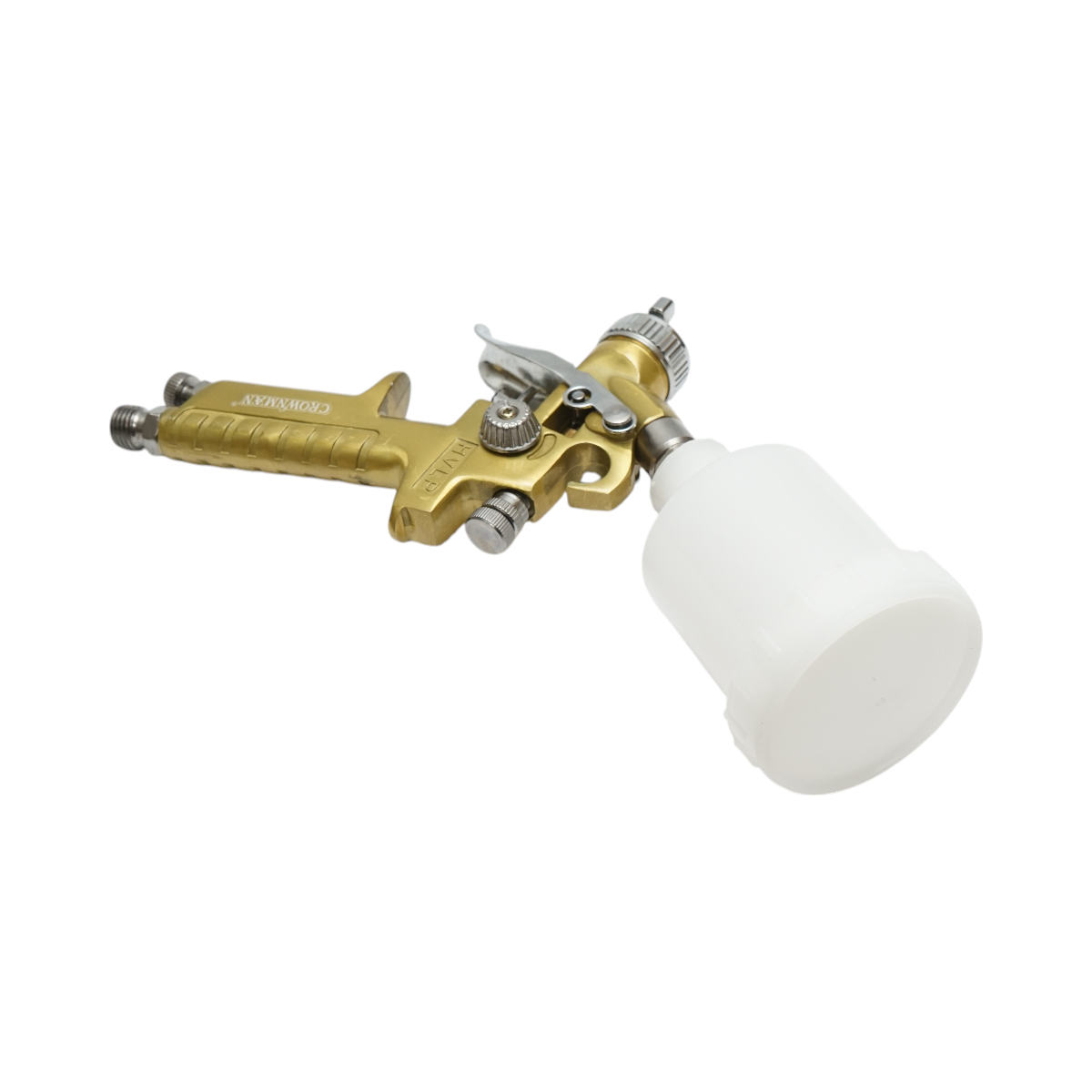 Pistola a spruzzo per verniciatura ad aria compressa Crownman da 100 ml, portata 70-110 ml/min, ugello 0,8 mm, pressione massima 3,5 bar - immagine 3