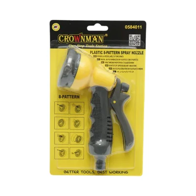 Pistola a spruzzo regolabile Crownman a 8 vie per tubo da giardino - immagine 3