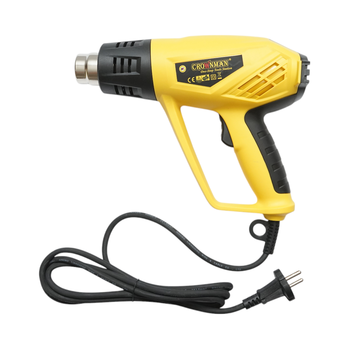 Pistola ad aria calda Crownman 2000W, 220V, flusso d'aria 250/550 l/min, 2 livelli di temperatura 350/650°C
