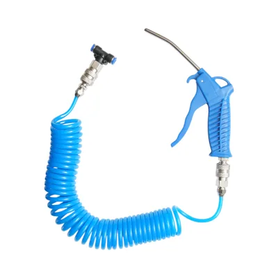 Pistola ad aria compressa per la pulizia della polvere con tubo a spirale e raccordi rapidi - blu