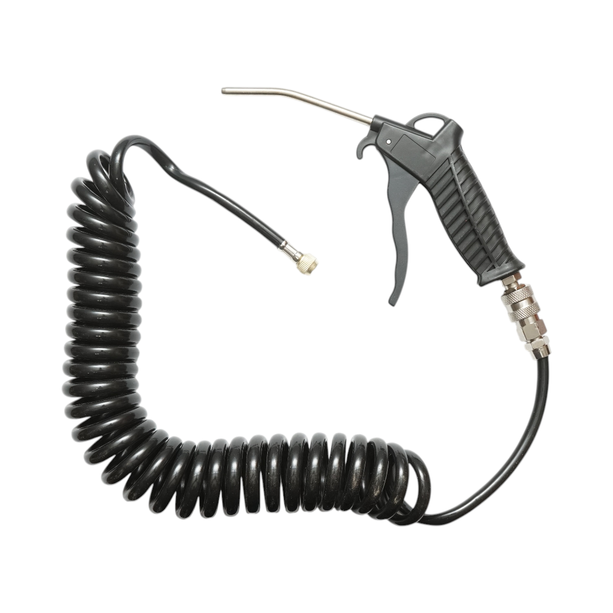 Pistola di soffiaggio ad aria compressa con ugello da 120 mm, tubo a spirale da 5 m e attacco rapido femmina da 1/4