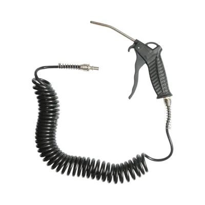 Pistola di soffiaggio ad aria compressa con ugello da 120 mm, tubo a spirale da 5 m e attacco rapido maschio da 1/4