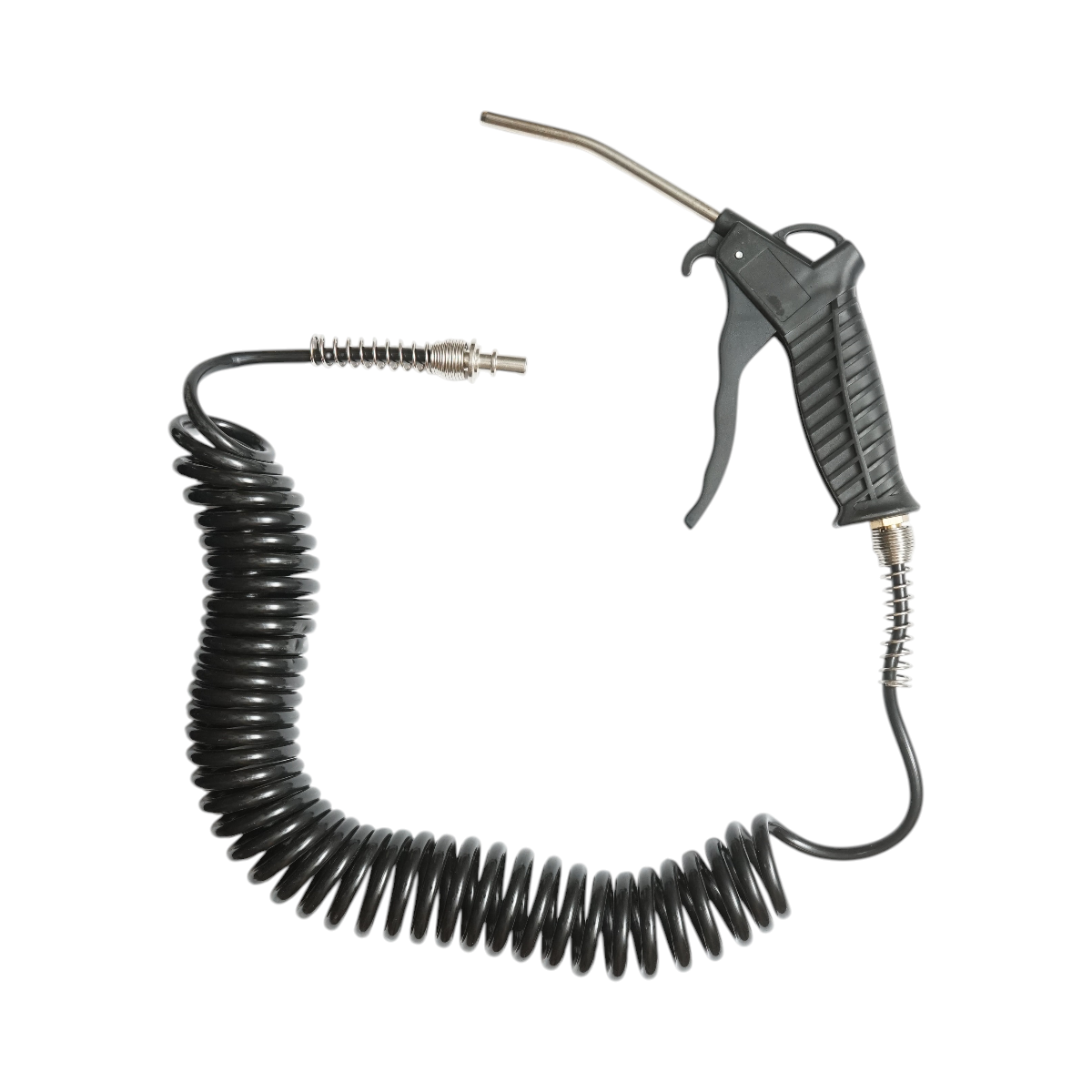 Pistola di soffiaggio ad aria compressa con ugello da 120 mm, tubo a spirale da 5 m e attacco rapido maschio da 1/4