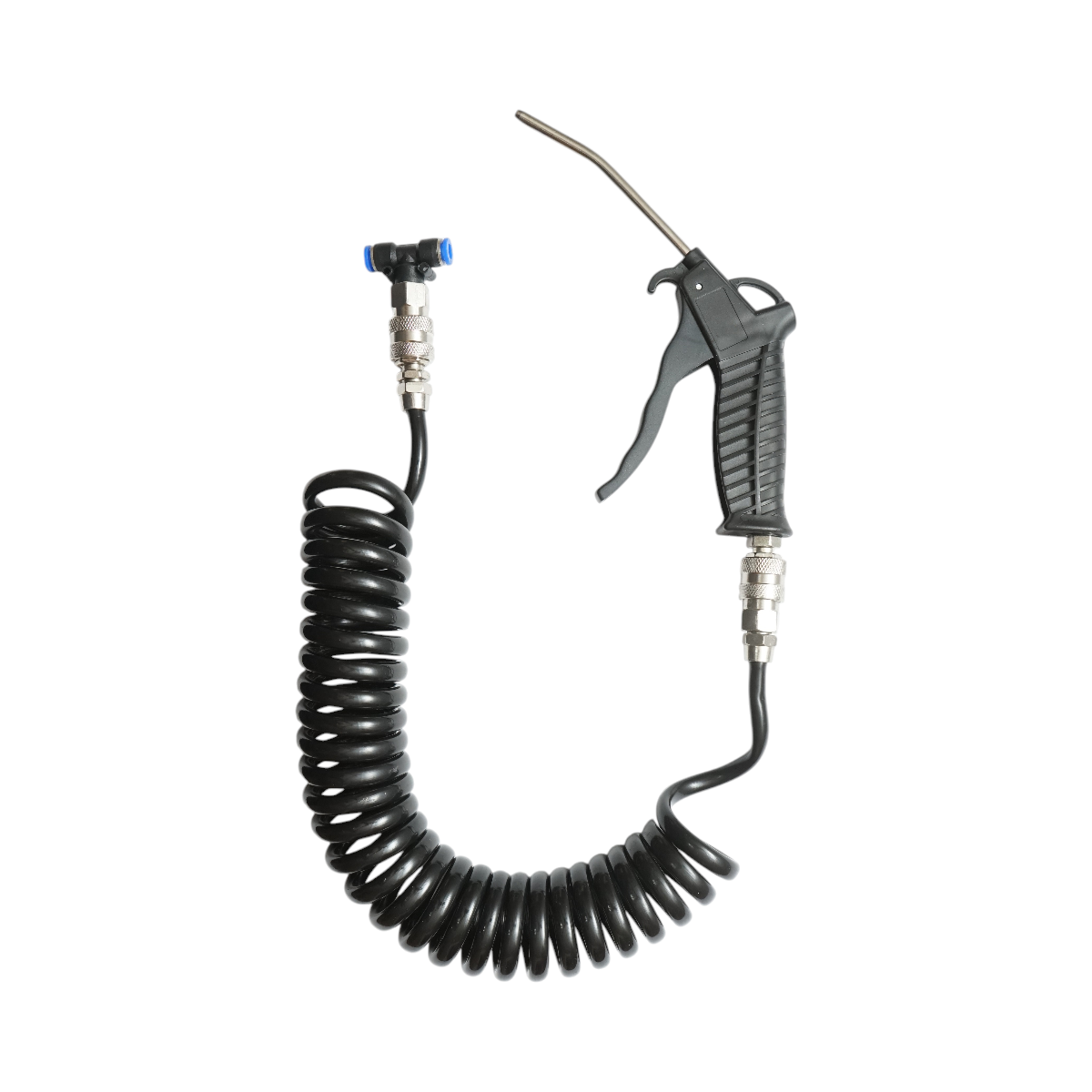 Pistola di soffiaggio ad aria compressa con ugello da 120 mm, tubo a spirale in PU da 5 m e connettore rapido a T