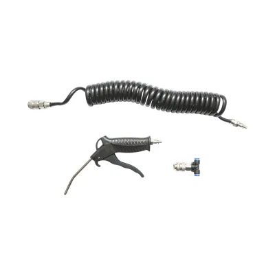 Pistola di soffiaggio ad aria compressa con ugello da 120 mm, tubo a spirale in PU da 5 m e connettore rapido a T - immagine 2