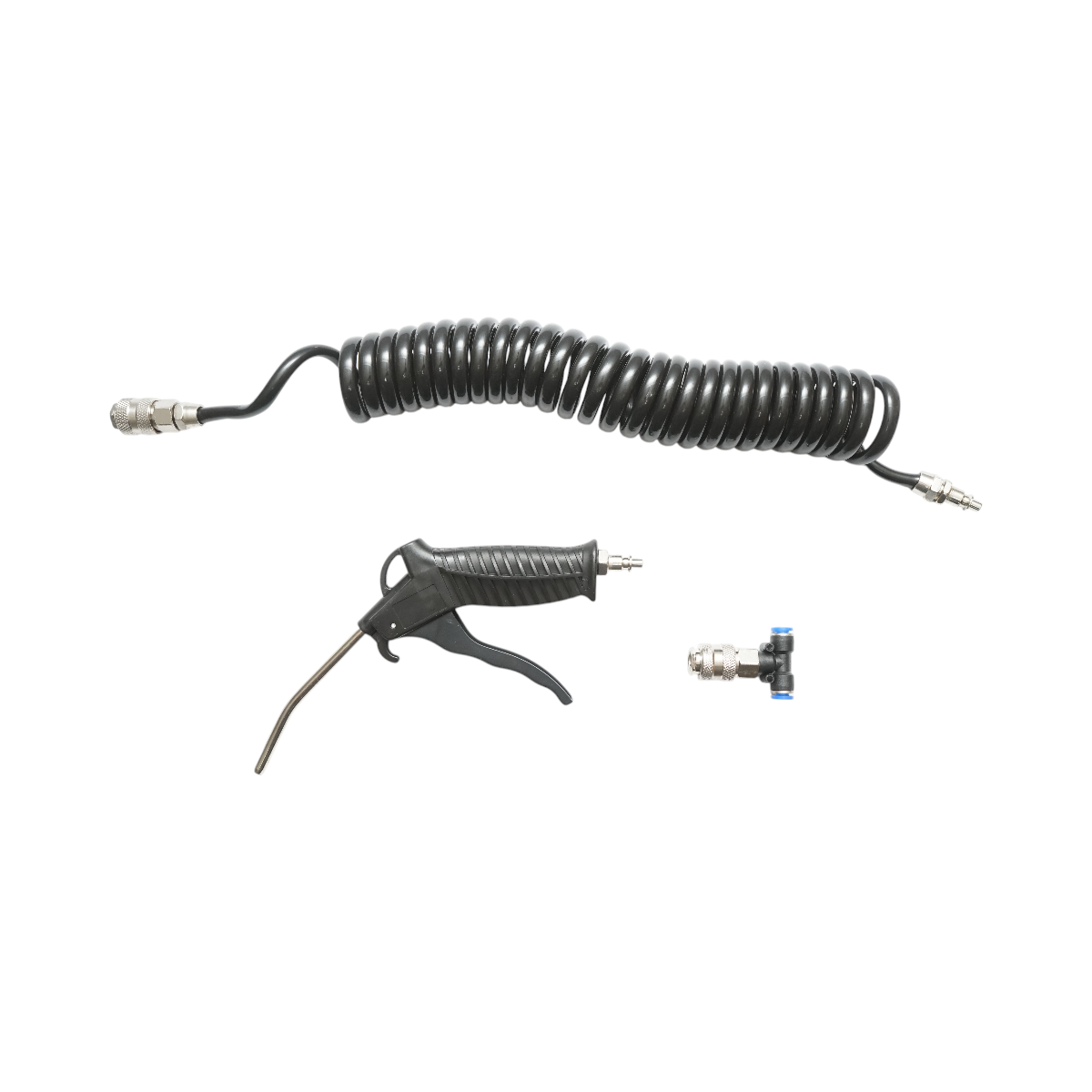 Pistola di soffiaggio ad aria compressa con ugello da 120 mm, tubo a spirale in PU da 5 m e connettore rapido a T - immagine 2