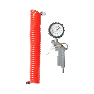 Pistola gonfiaggio pneumatici con tubo a spirale da 5 m e manometro meccanico 0-16 bar - immagine 2