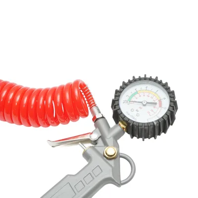 Pistola gonfiaggio pneumatici con tubo a spirale da 5 m e manometro meccanico 0-16 bar - immagine 4