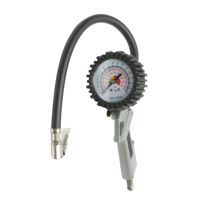 Pistola professionale per gonfiaggio pneumatici con tubo da 340 mm e manometro meccanico 0–16 bar