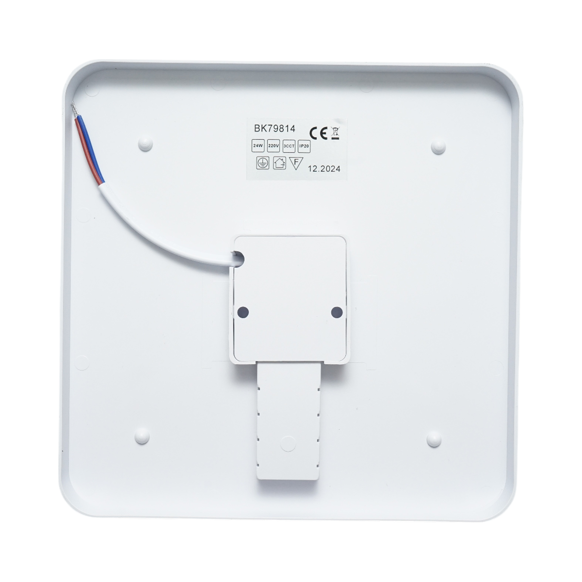 Plafoniera LED 24W, 220V, luce regolabile 3CCT 3000K/4000K/6500K, corpo quadrato 180x180x40mm, IP20 - immagine 4