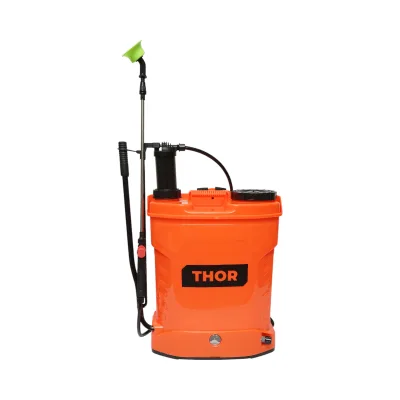 Pompa di spruzzatura, vermorel 2 in 1 manuale ed elettrica con serbatoio da 16L, batteria 12V/8Ah, 4 ugelli, portata 3.1 l/min THOR