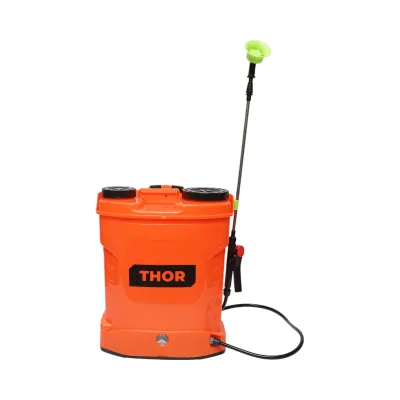 Pompa di spruzzatura, vermorel elettrico con serbatoio da 16L, batteria 12V/8Ah, 4 ugelli, portata 4 l/min THOR