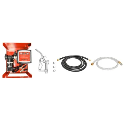 Pompa di trasferimento gasolio 24V, Portata 55 L/min con contatore, Tubo di aspirazione da 1,5 m, Tubo da 4 m e Pistola - immagine 2