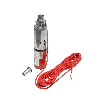 Pompa d’acqua sommersa per pannello solare 24V/250W, 50m Altezza Max, 1.5m3/h, 25L/min, Tubo 25mm, 350x80mm - immagine 3