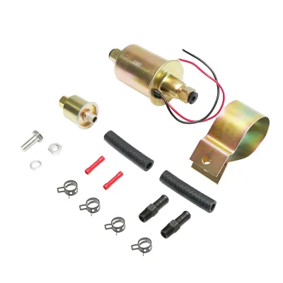 Pompa elettrica universale per carburante con filtro incorporato, 12V, L=145mm, fi 8mm per diesel/benzina OEM YK-2047, E8012SS - immagine 2
