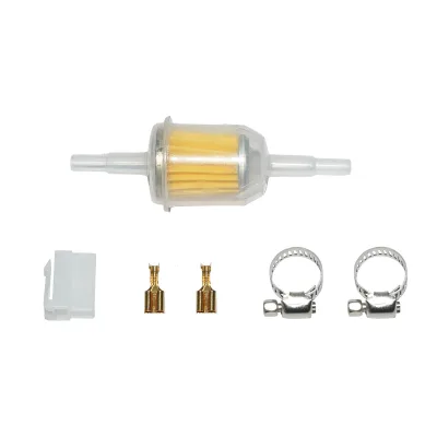Pompa elettrica universale per carburante con filtro incorporato, 12V, L=145mm, fi 8mm per diesel/benzina OEM YK-3118, HEP-02A - immagine 4