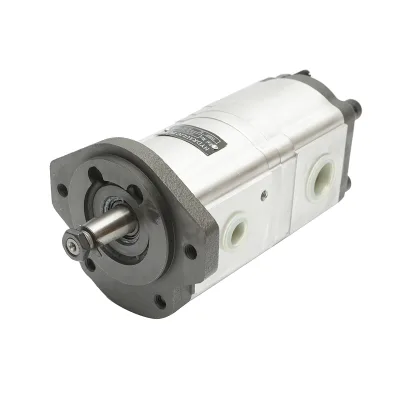 Pompa idraulica doppio corpo John Deere con senso di rotazione a sinistra, codice RE197623.