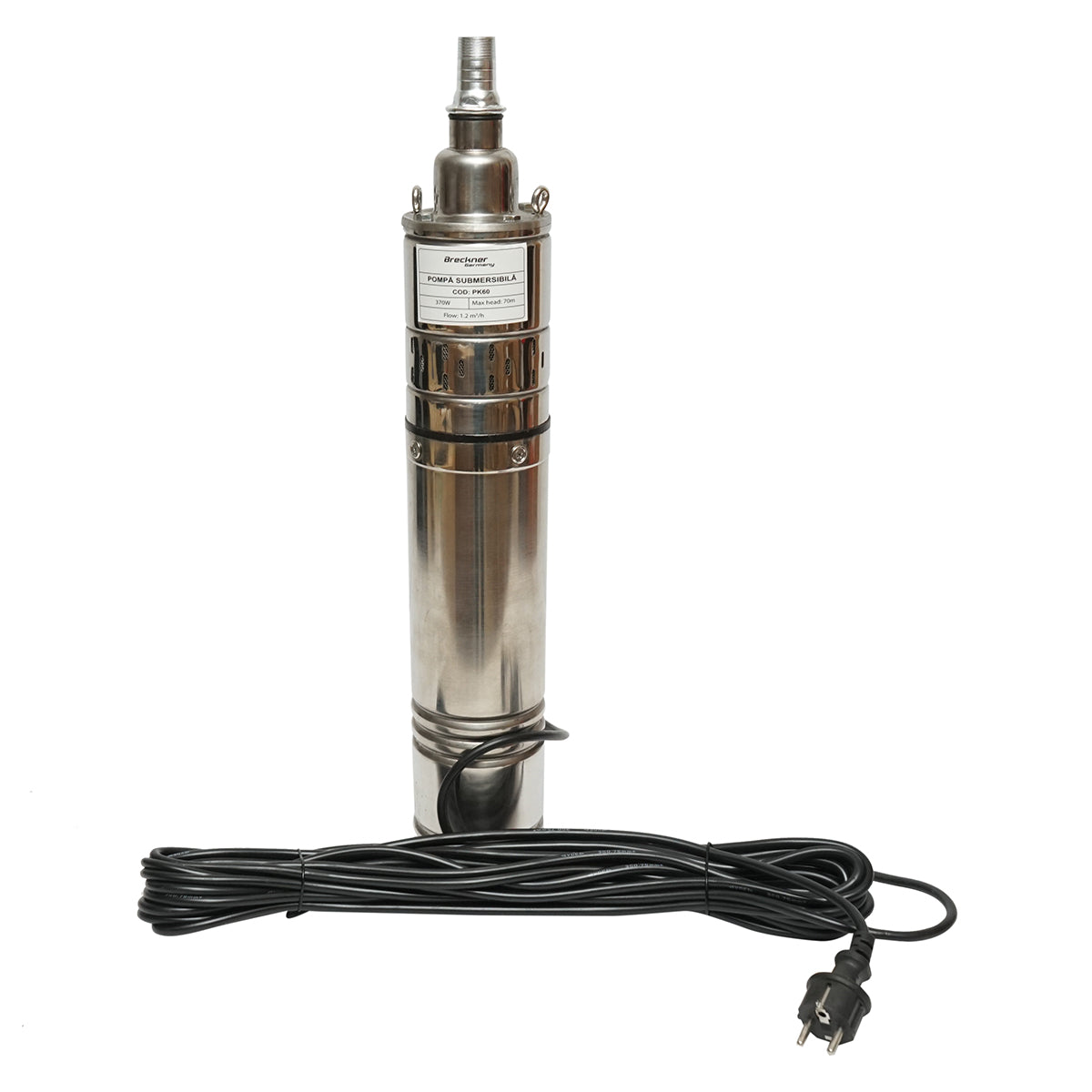 Pompa sommersa 370W 220V, D100mm, 20 l/min, 1.2 m³/h, H70m, motore in bagno d'olio 2860 rpm 4QGD1.2-50-0.37 Breckner Germany